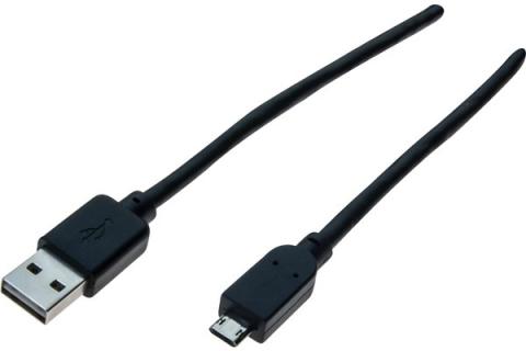 Usb cord 2xplugs reversible A to micro B black- 1M