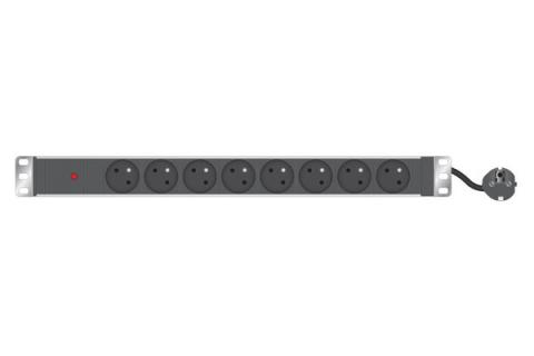 1U standard French PDU for 19   cabinet+SW/ LED/ 8 outlets