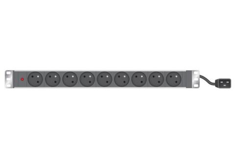 1U standard french pdu for 19   cabinet/ 9 outlets/ C20 plug