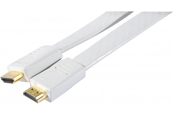 Cordon HDMI haute vitesse plat blanc - 3m
