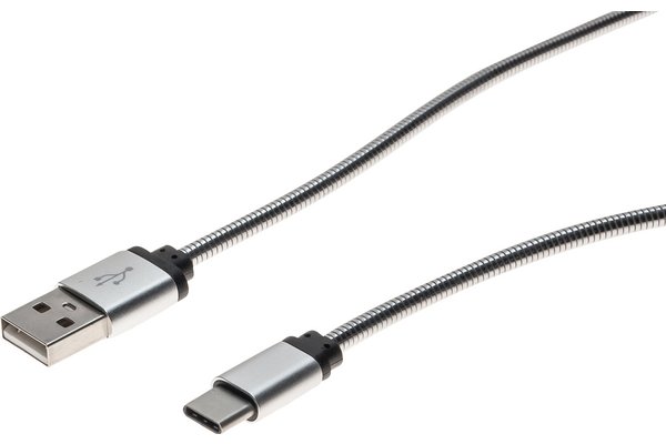 USB 2.0 C male to Type-A male cord Silver - 1 m