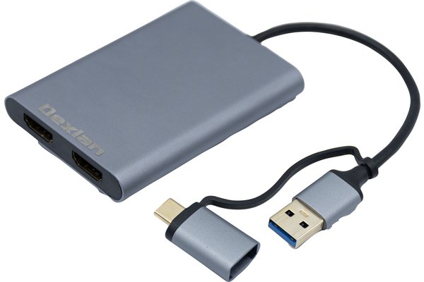Carte double écran HDMI 4k + 1080p sur USB-A + Adapt.USB-C