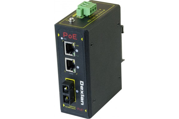 Dexlan switch indust. 2P PoE+ & fibre 100FX sc 25KM -40/85°C