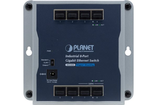 PLANET WGS-810 Switch industriel plat 8 Gigabit -20/+60° avec alim.