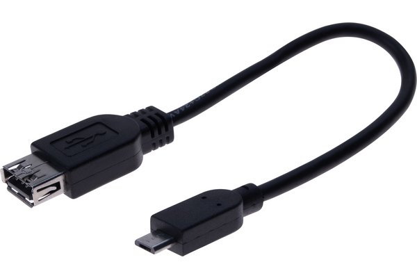 OTG 2.0  micro B male to USB A female cord Black- 0.21 m
