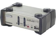 2P USB VGA Audio KVM Switch +USB 2.0 Hub (Cables included)