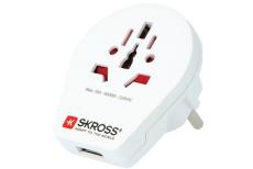 SKROSS WORLD TO EUROPE TRAVEL ADAPTOR W/ USB CHARGER