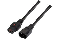 Power extension cord with locking system black- 1 m