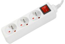 POWER STRIP-3 Outlets + Switch 4 meter cable White