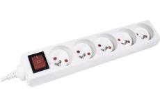 Power Strip with Switch+ 4 m Cable White- 5 Outlets